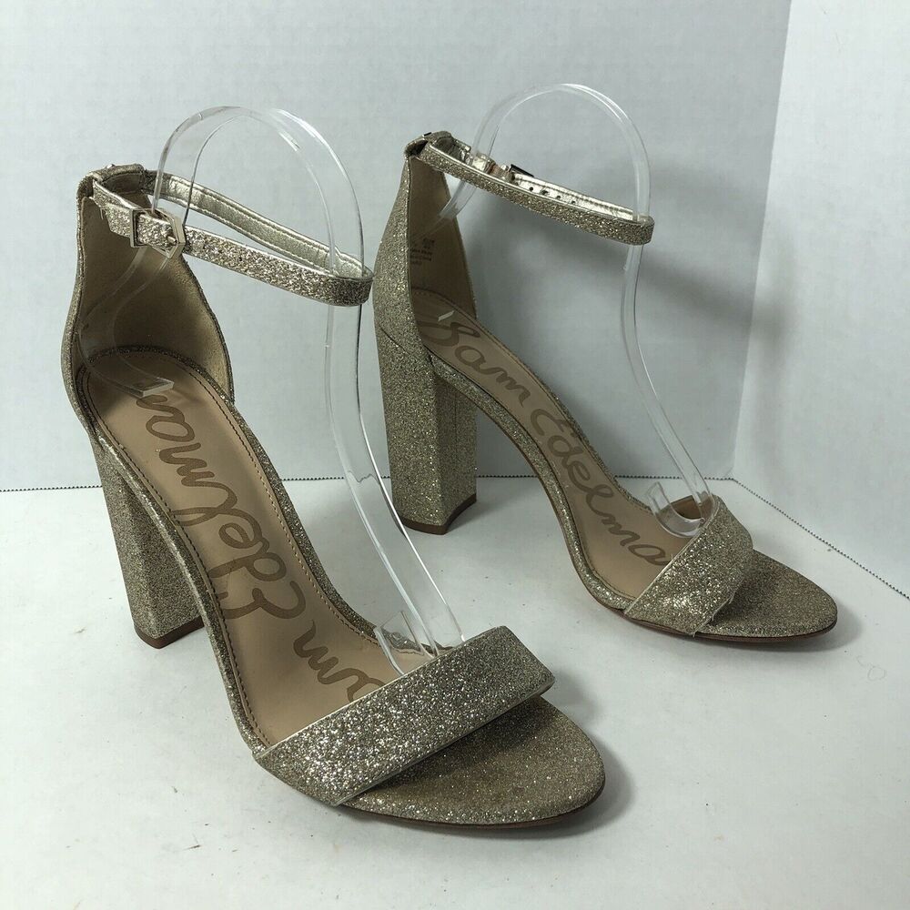 Sam Edelman Heels Sandals Womens Size 10 Yaro Block Ultra High Glitter Shiny G3